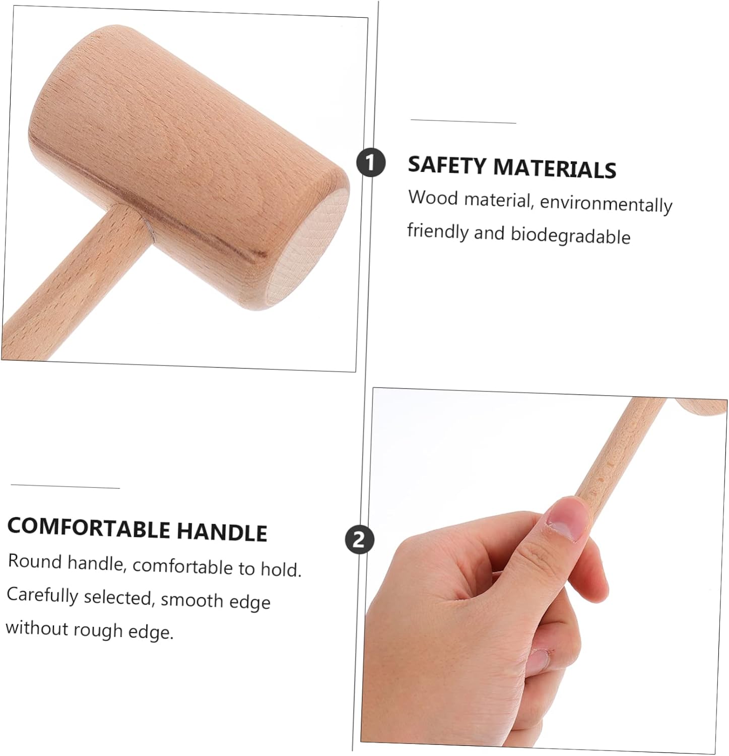 4pcs Wooden Seafood Mallet Crab Hammer for Lobster Shellfish and Cake Making Safe Smooth Surface Friendly Tools for Home Cooking