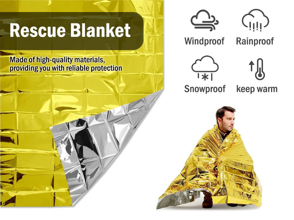 20 pcs Mantas de Supervivencia de Emergencia,140 * 210cm Manta Termica Emergencia Oro Plata,Mantas Térmicas de Emergencia,Mantas de Emergencia,Manta De Rescate para Senderismo,Exteriores