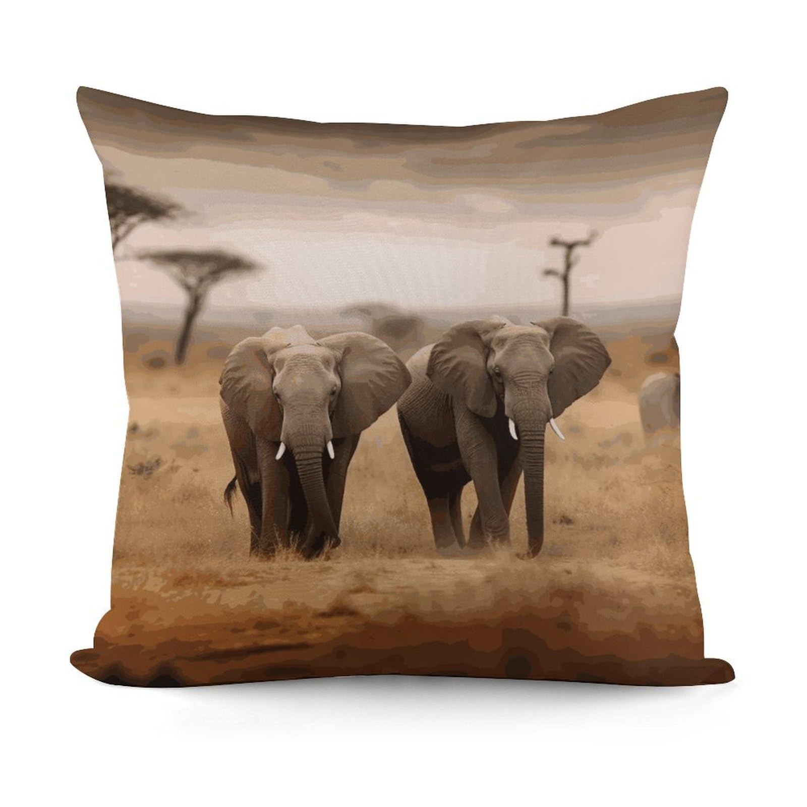 VstaDank Wild Animals Elephants Throw Pillow Covers 18x18 Inch Soft Couch Home Decor Cushion Cover Comfortable Plush Square Cushion Case Farmhouse Decorative Pillowcase for Living Couch