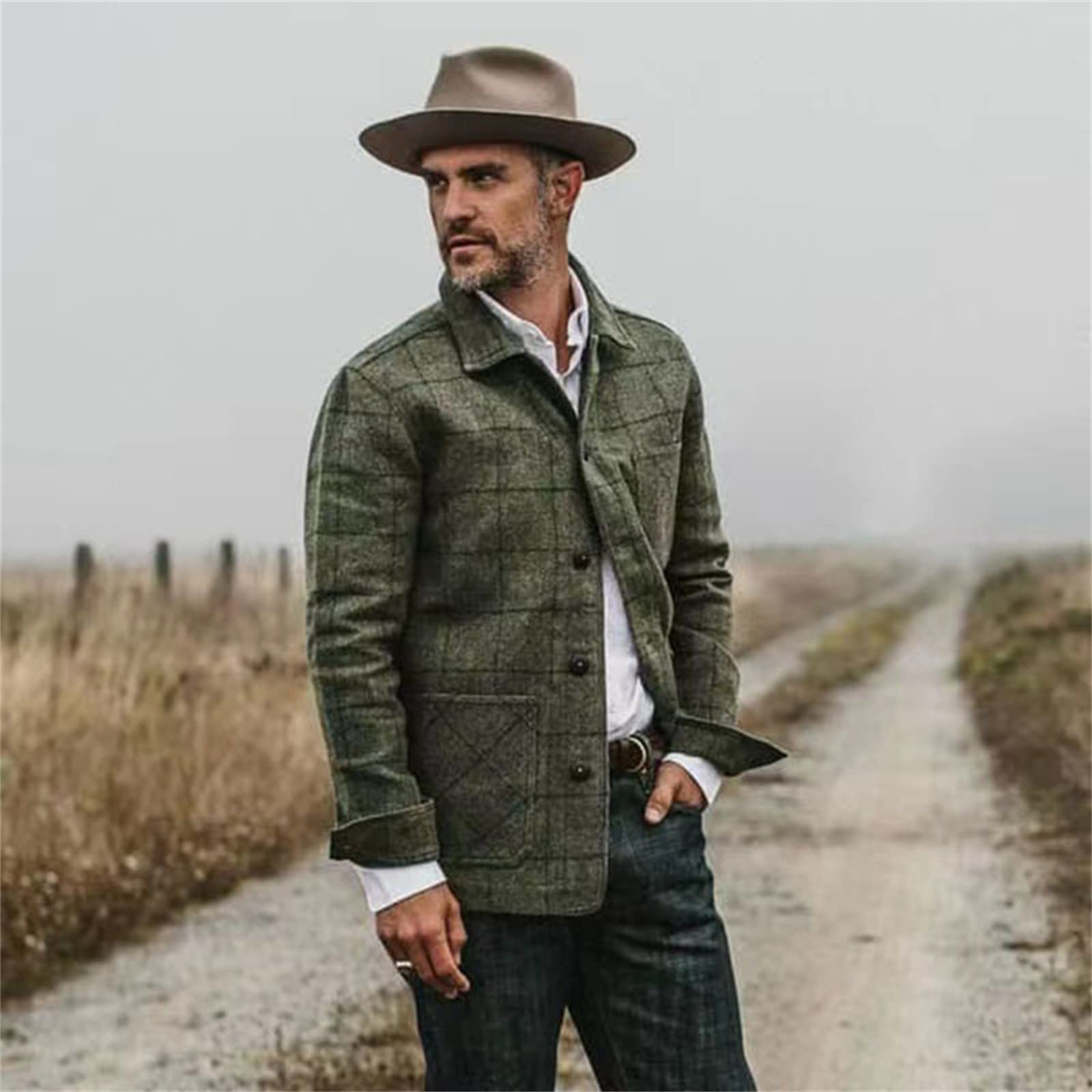 Cappotto Casual in Tessuto di Lana colorato di Moda Maschile Autunno e Inverno in Tessuto di Lana con Revers a Maniche Lunghe Cappotto