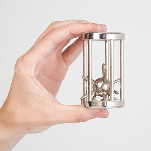 Miniatura 9 de Bits and Pieces - Rompecabezas de juego cerebral de metal de acero atrapados - Rompecabezas de cerebro para adultos - Bola con pinchos en cámara de