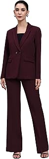 Powersutra Burgundy Blazer Set Featuring Oxidized Buttons | Formal Blazer & Trousers for Women | Stylish Coat Price In India