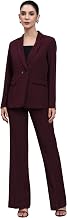 Powersutra Burgundy Blazer Set Featuring Oxidized Buttons | Formal Blazer & Trousers for Women | Stylish Coat