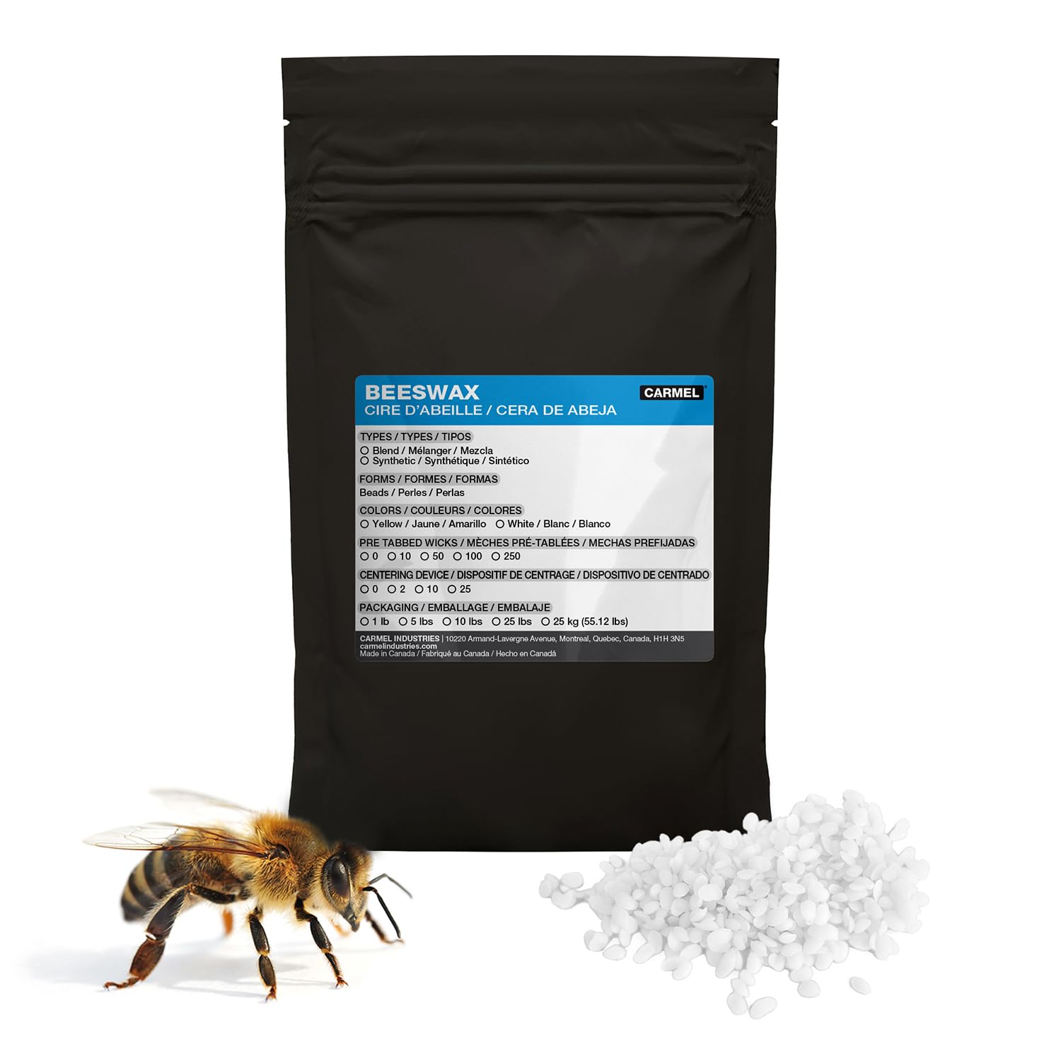 Alternative à la cire d'abeille Carmel 0,5 kg blanc pour fabriquer vos bougies écoresponsables