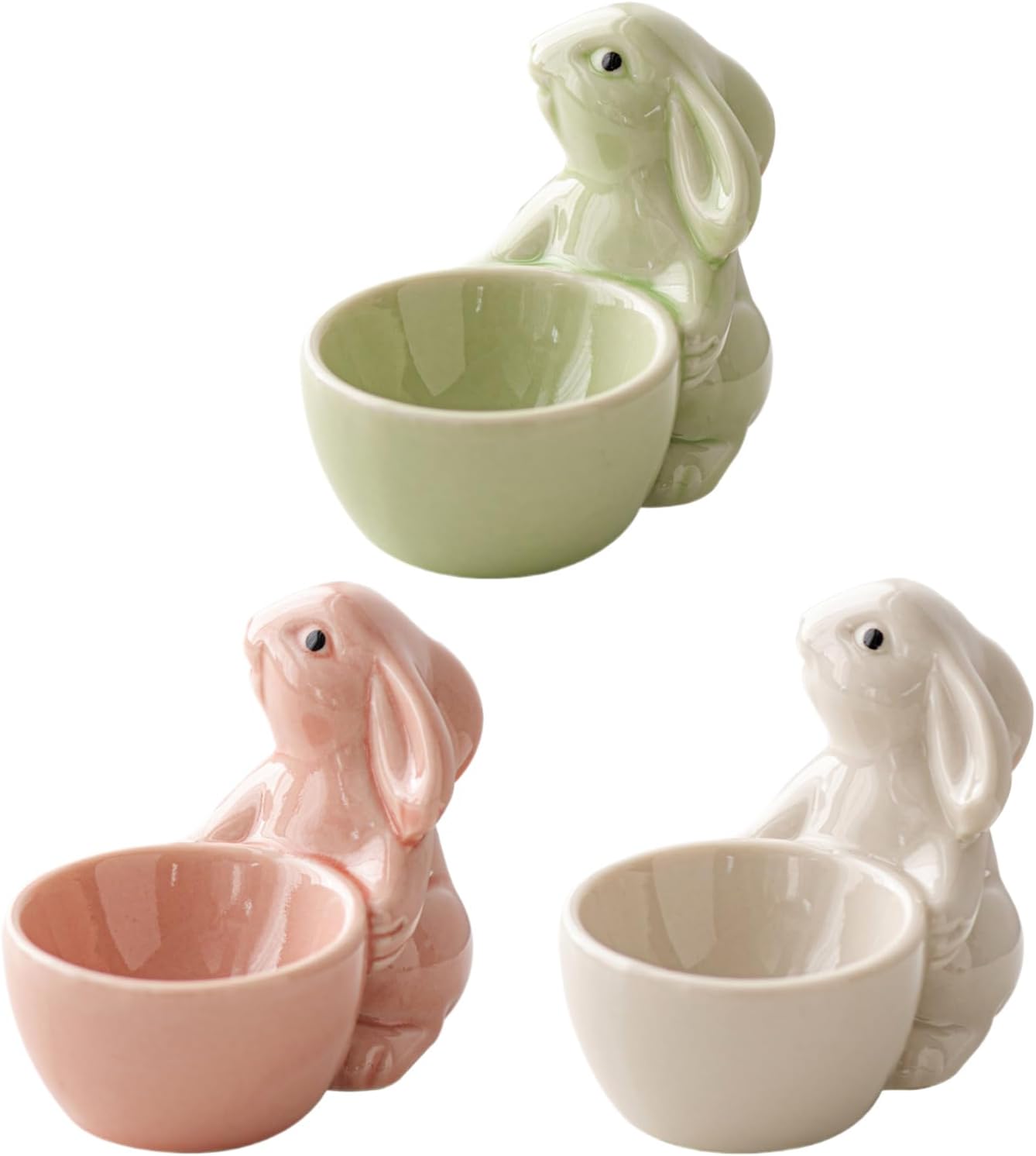 Qikam3 Egg Cups Cartoon Egg Holder Easter Egg Cup Cute Ceramic Animal Shaped Egg Cups Soft Hard Boiled Egg Cups Egg Stand Holders For Kitchen Boiled Eggs Breakfast