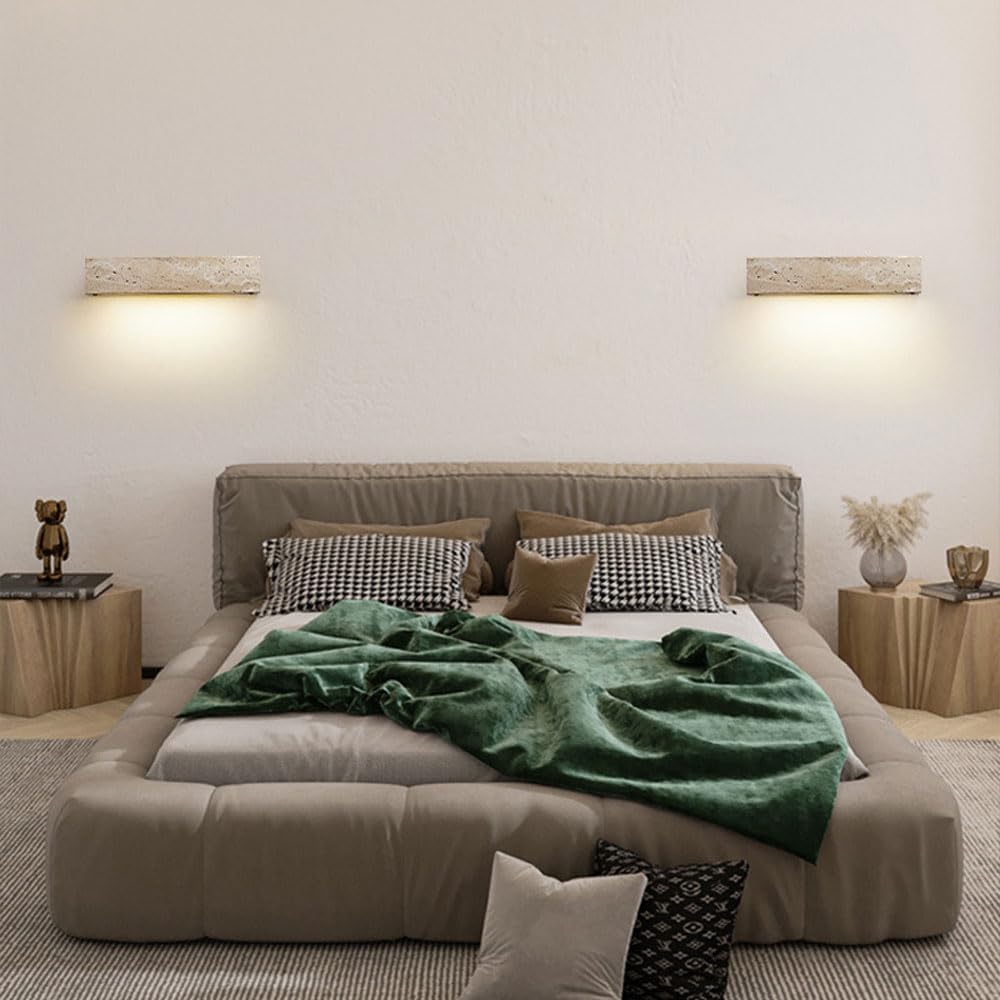 Long-Shaped LED Wall Lights Indoor 24cm Stone Wall Lamps 3000K Warm Beige Modern Style Up Or Down 9W Entryway Wall Sconces Light for Bedroom Living Room Hallway Kitchen Corridor Stairs