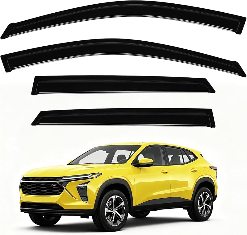 Trax Rain Guards - Window Visors for Chevrolet Chevy Trax 2024 2025 2026, Out-Channel Side Window Rain Guards for Trax Accessories, 4PCS, Black, Car Accessories