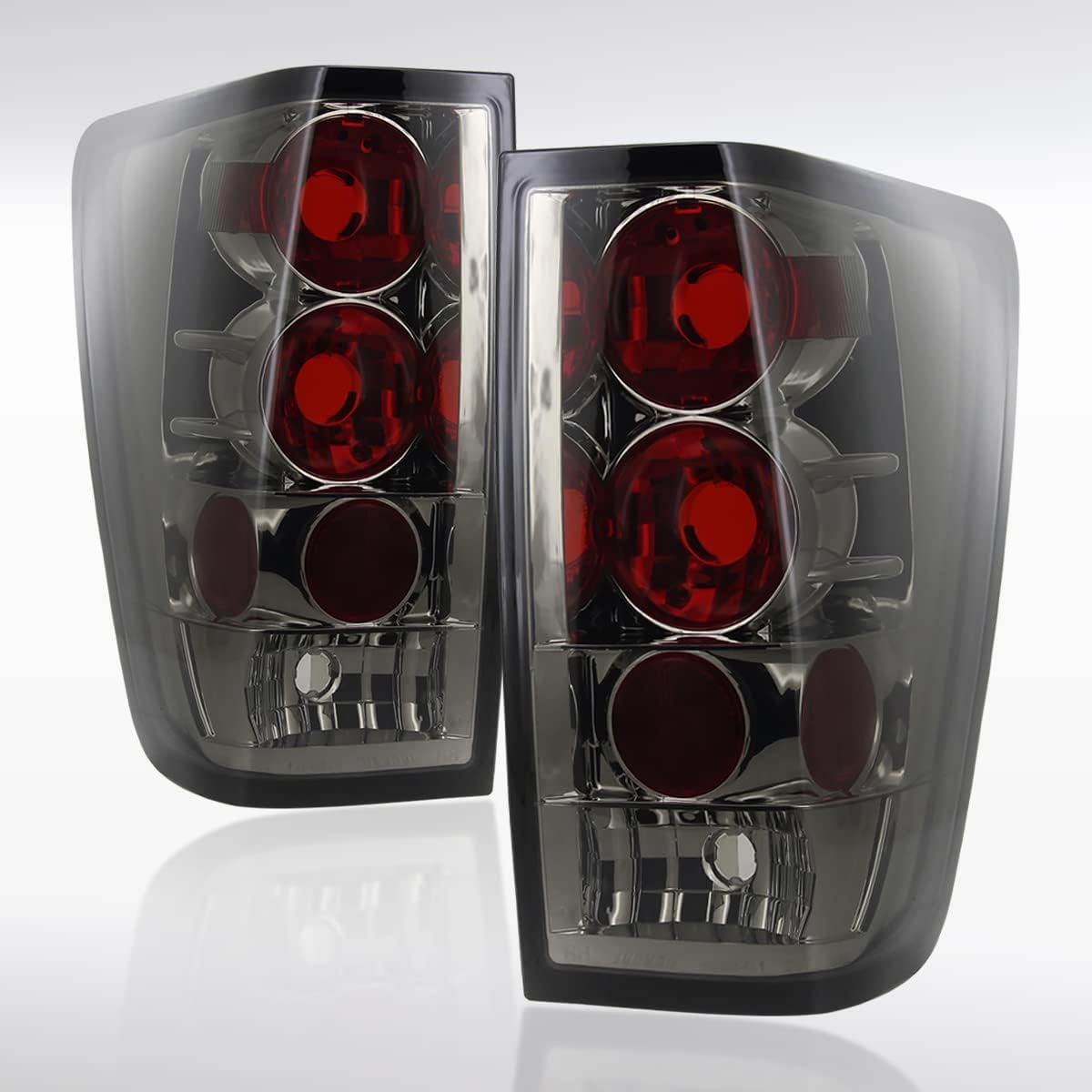 Autozensation Compatible with 2004-2015 Nissan Titan without Utility Bed, Left + Right Pair Assembly, Smoke Lens Tail Lights