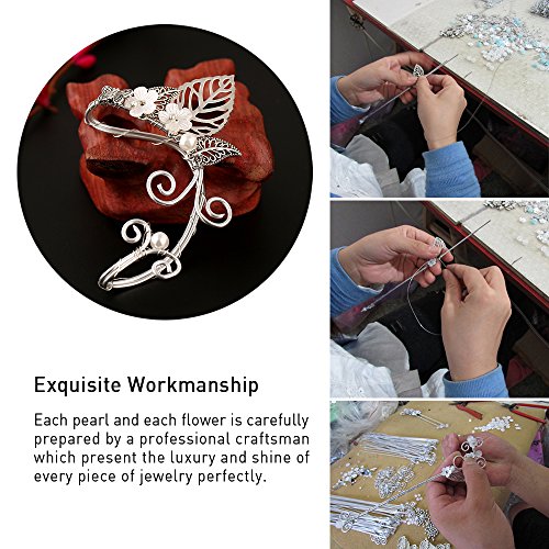 Elf Elven Ear Cuffs, Owmell Leaf Flower Filigree Fairy Elven Cosplay Fantasy Costume Handcraft Ear Wrap Cuff Earrings #TOP5