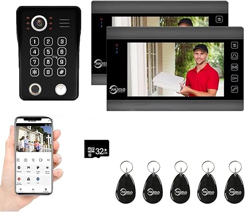 Miniatura 8 de ANJIELO SMART Sistema de portero de video con cable, cámara de timbre de video de 7 pulgadas con monitor (negro), video portero con cable, apagado 5