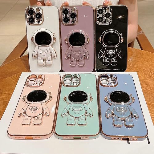 Miniatura 6 de QVQVENG Funda de astronauta para iPhone 14 Pro Max, funda con soporte oculto de astronauta con protector de lente de cámara para 14Pro Max de 6.7