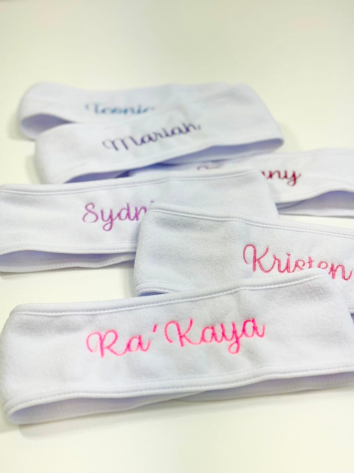 Fasce per capelli regolabili con logo personalizzato, per yoga, spa, bagno, doccia, trucco, viso, cosmetici, fascia per donne e donne, accessori per il trucco, regali personalizzati per