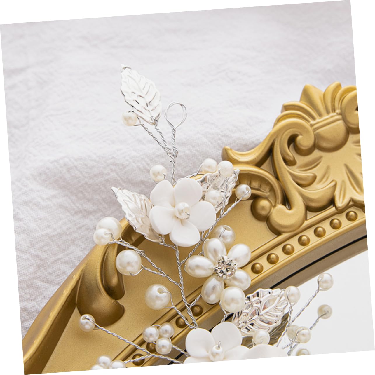 FRCOLOR 3 Piezas Tiara De De Vid Diadema De Guirnalda Nupcial Accesorios Para El Cabello De Boda Tocados De Novia Lazos Para El Cabello Con Flores De Cerámica Blanda.