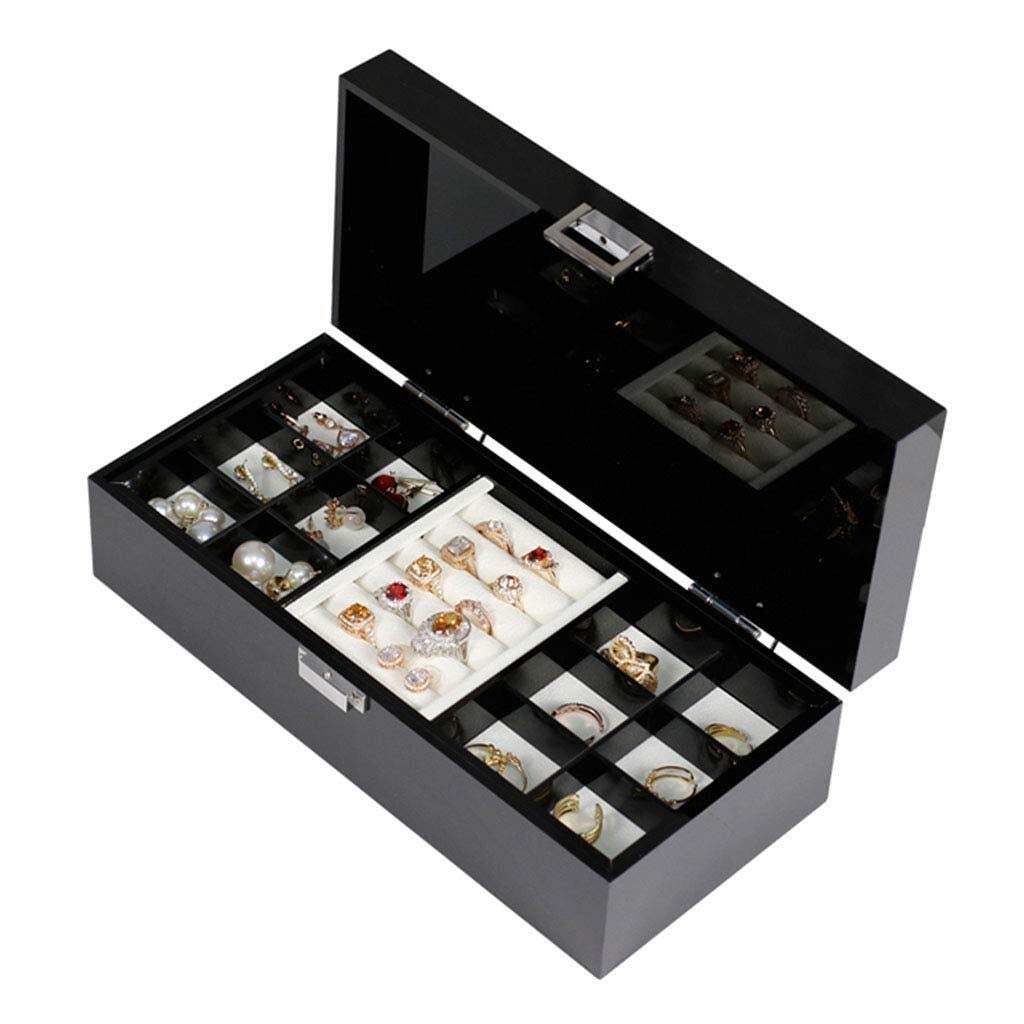 Jewellery Boxes Acrylic with 19 Compartments Jewellery Chest with Velvet Lining Jewellery Organiser Black Jewelry Box for Women