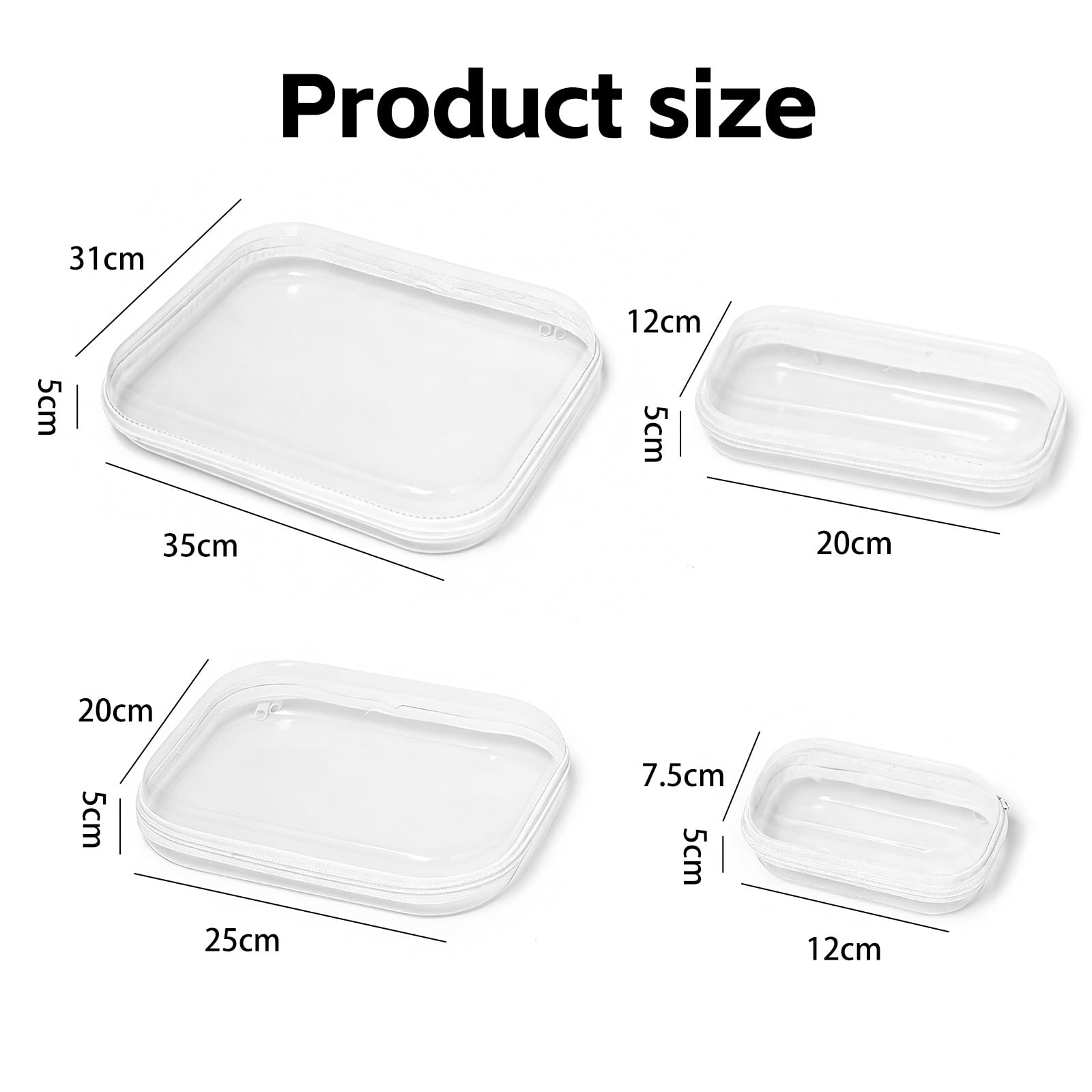 4 Piezas Beauty Case Rigido Trasparente con Dppie Cerniere | Custodia di Plastica Borsa Rigida Trasparente Portagomitoli Impermeabile per Cosmetici, Giocattoli e Articoli da Toeletta