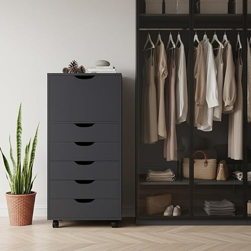 Miniatura 84 de Naomi Home Cómoda de 5 cajones para dormitorio, alta y elegante, con ruedas y estantes de almacenamiento, pequeña para guardarropa, para maquillaje,