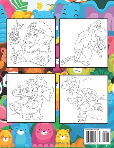 Funny Face Animal Coloring Book: 50 Fun & Easy Coloring Pages with Cute Animals for Kids Ages 4-8