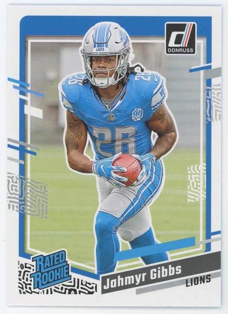 Jahmyr Gibbs 2023 Donruss Football Series Mint RATED ROOKIE Card #331 Picturing this Detroit Lions Star in his Blue Jersey