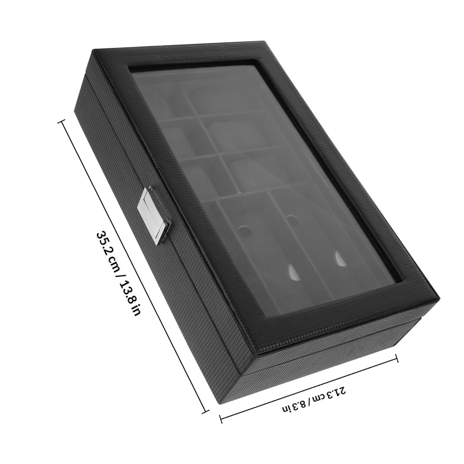 Veemoon Caja para Gafas y Reloj de 6 Compartimentos Vidrio Negro