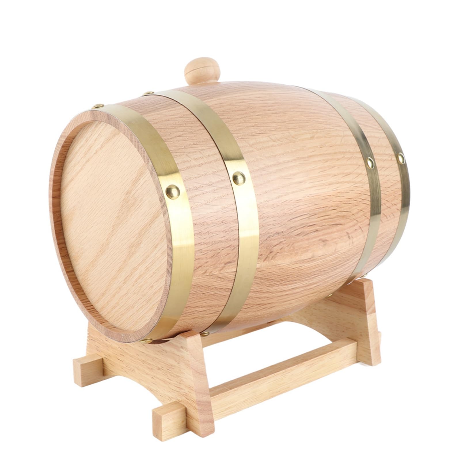 Whisky di Quercia da 3 Litri, Dispenser per Vino in Legno di Quercia con Supporto in Legno, Espositore per Rubinetto Rivestito in Alluminio per Whisky, Rum, Tequila, Vino, da Bar Rustico,