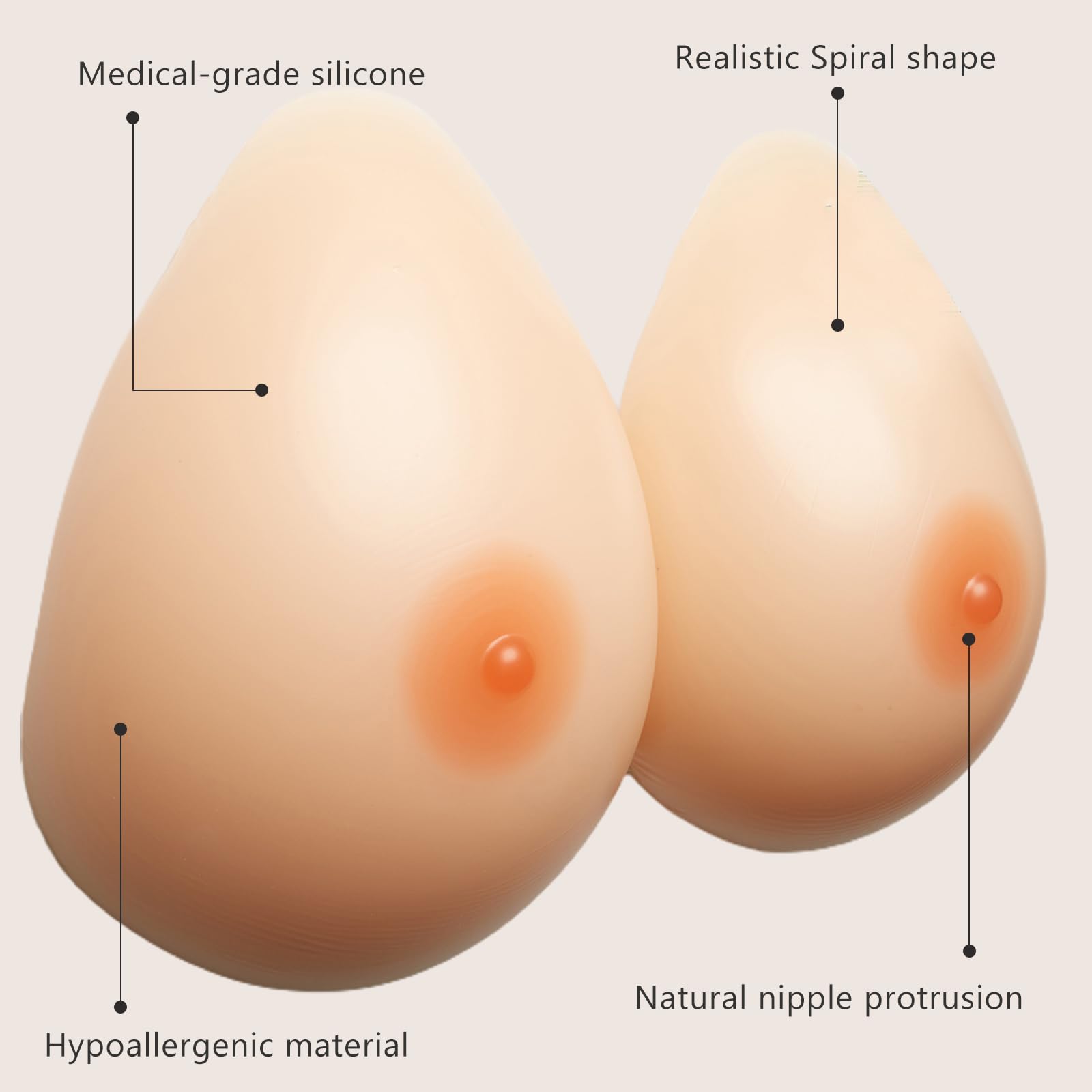 Formas De Senos Silicona En Forma Lágrima Copa E Color Piel, Prótesis No Autoadhesiva(Skincolor,K Cup)