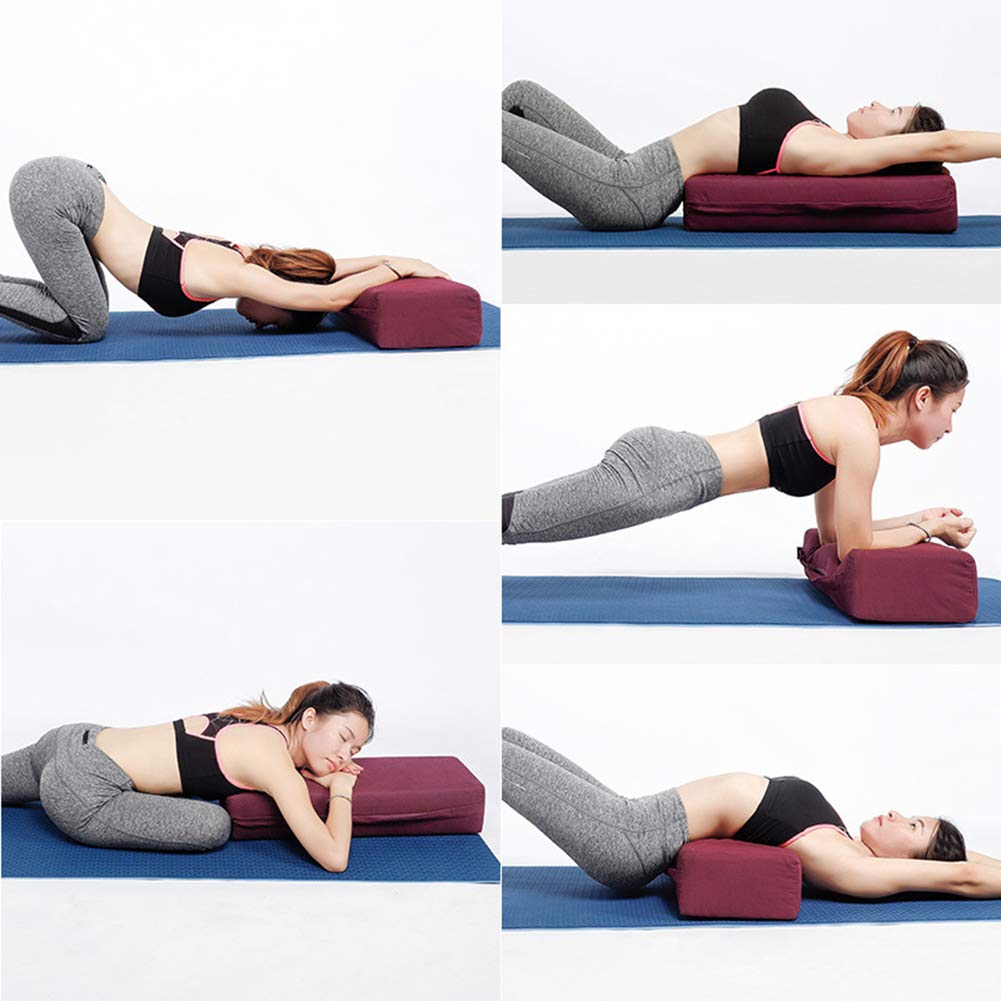GZD Yoga Meditación Bolster Rectangular Almohada de Alta Densidad de Rebote Esponja llenado-Lavable Cubierta - collarín de la Yoga Cojín - Yoga Almohada,Gris