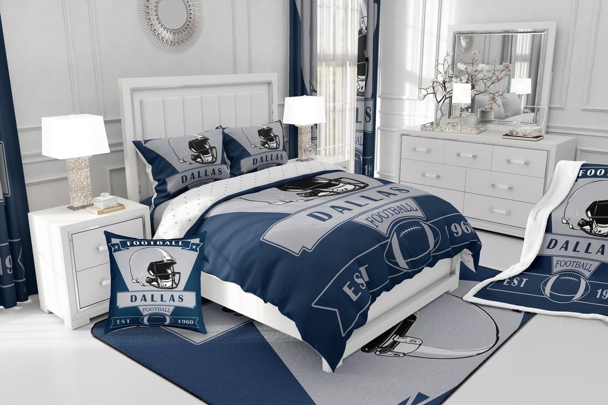 Feelyou Football Comforter Set,Dallas Bedding Set Twin Size,American Football City Comforter,Football Fans Gifts Bed Set