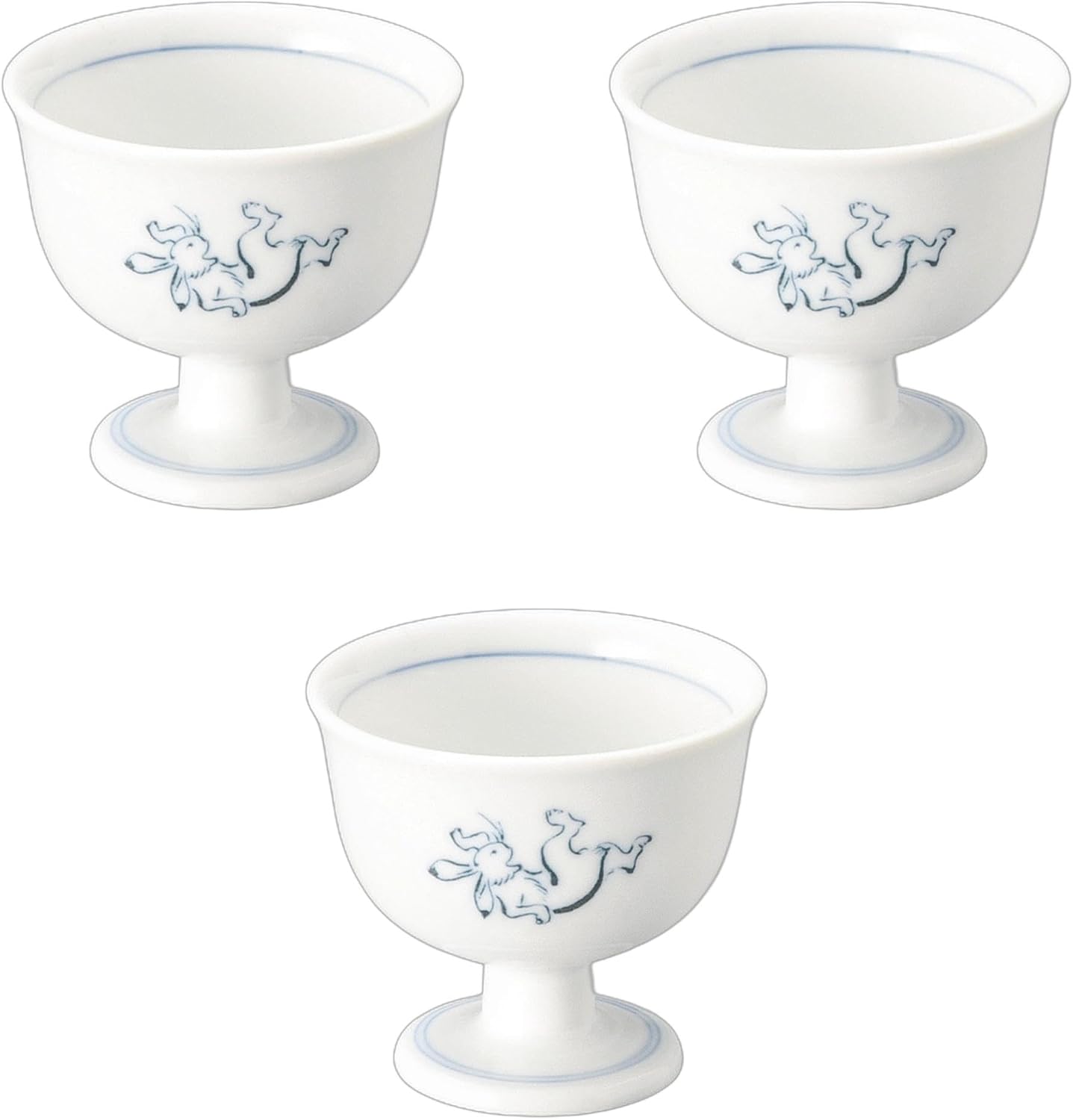 セトモノホンポ(Setomonohonpo) 3個セット 鳥獣戯画（相撲の図）高台小鉢 [ 8.5&times;6.8cm ] | 小鉢陶磁器