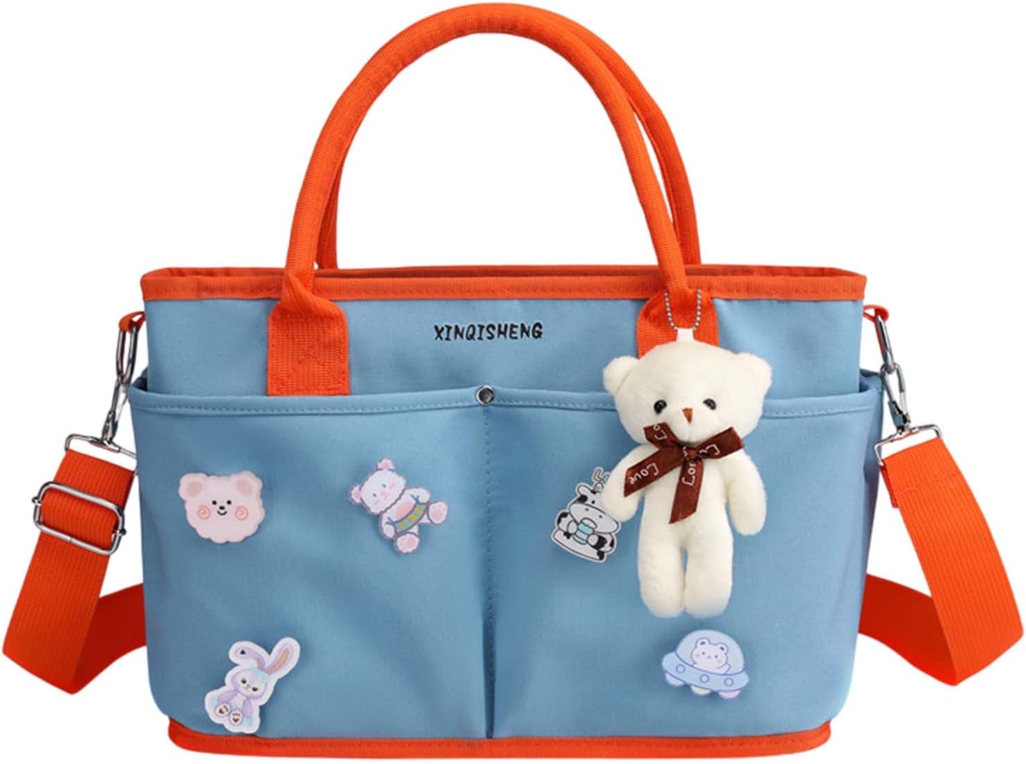 Tote Diaper Bag, Large Capacity Waterproof Satchel Bags, Lightweight Travel Diaper Bag with Dry and Wet Separation, Nursery Storage for Bottles, Toys, and Baby, blue