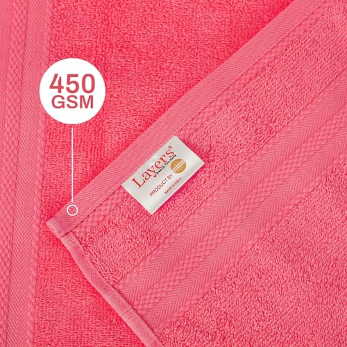 Image of Layers 100% Cotton Face Towels | 450 GSM Soft & Highly Absorbent | Aqua Plush Collection | Pack of 12 Super Soft Towels for Men & Women | 30 x 30 cm - Pink