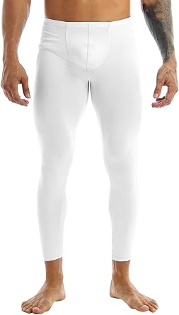 Men's Ice Silky Bulge Pouch Transparent Themal Underwear Low Rise Long Legging Pants
