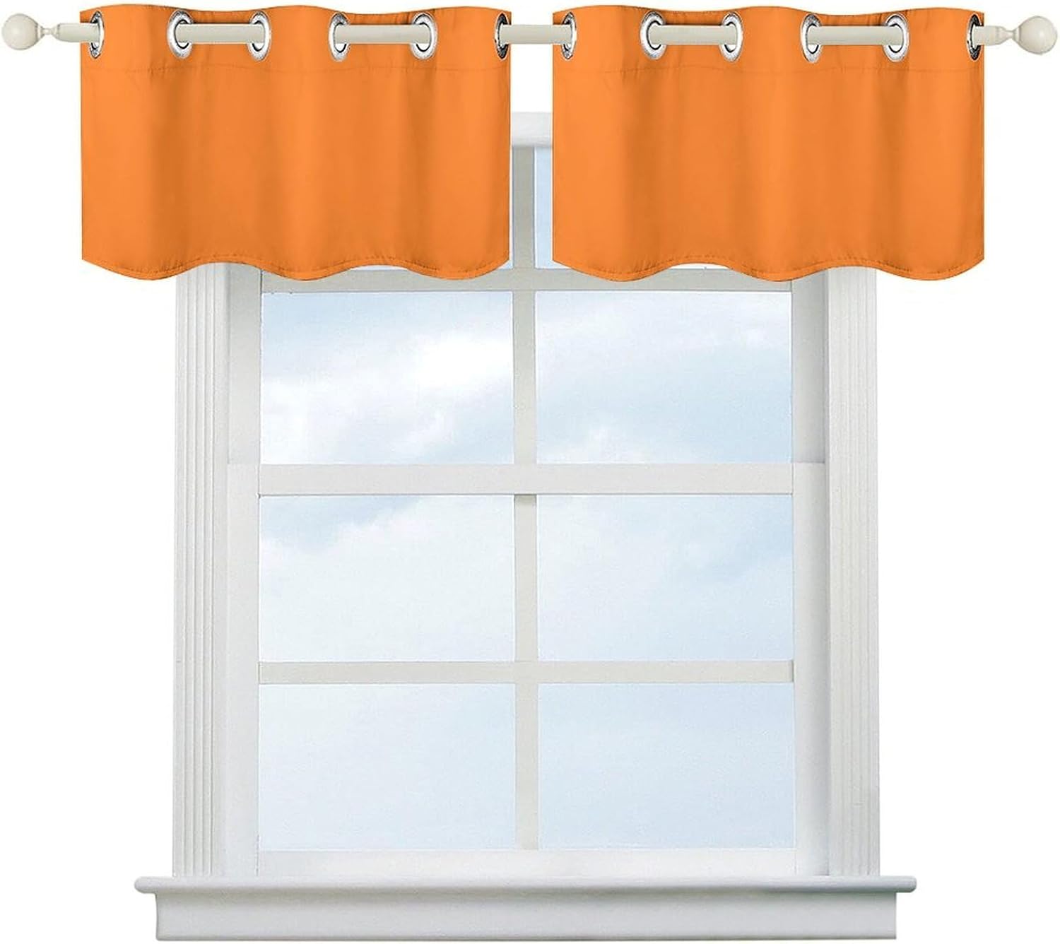 Beauty Burnt Orange Valance for Windows, 2 Pack Kitchen Curtains Modern Home Decor, Soft Blackout Window Curtains for Living Room & Bedroom, 18 X 52 Inch