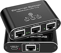 PVBCTCSID Ethernet Splitter 1 to 3: 1000Mbps Gigabit Network Splitter for Cat5e/6/7/8 Cables - Plug & Play USB Powered