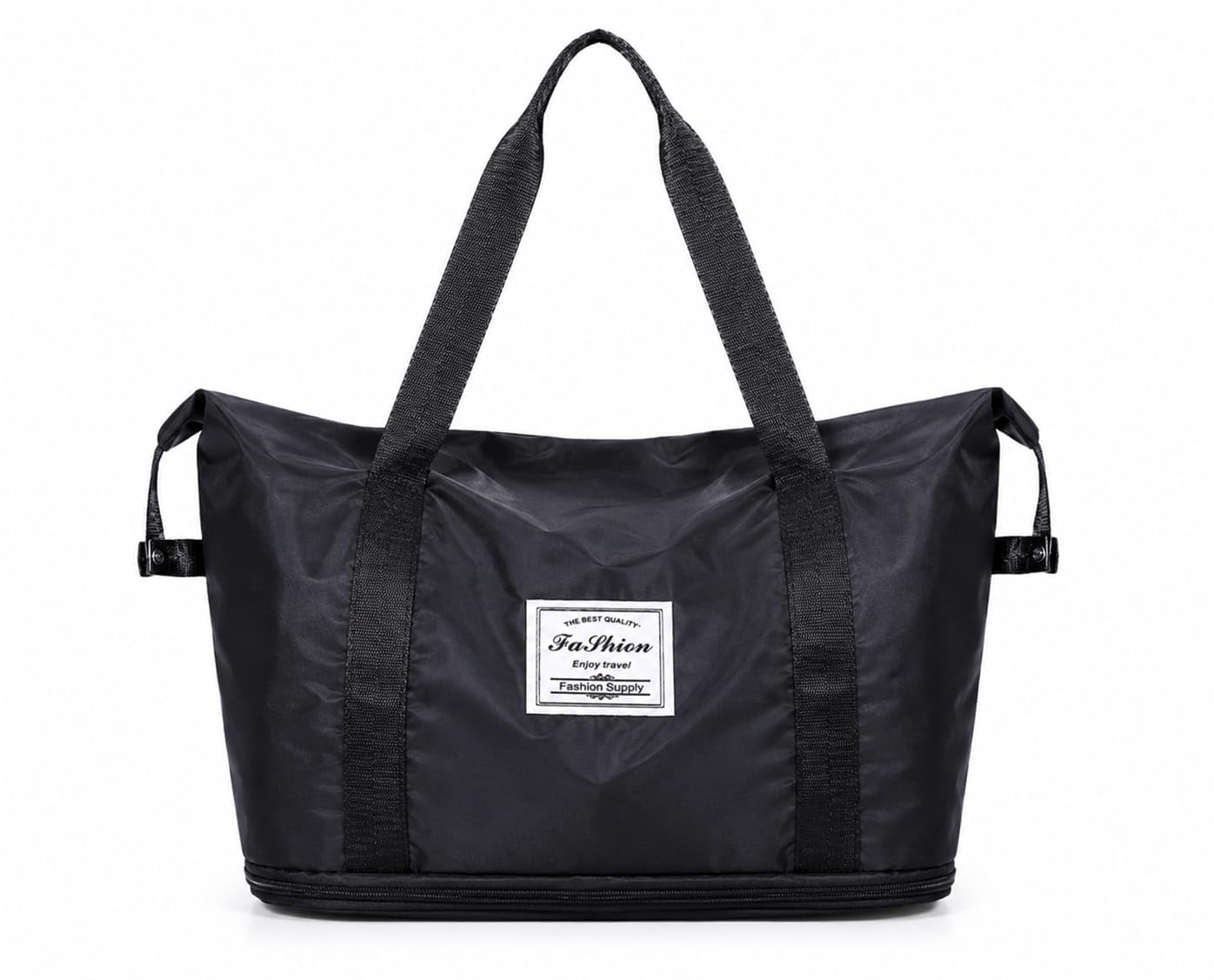 VEARA Foldable Travel Duffel Bag, Black, Lightweight Nylon Tote, Gym Weekend Carry-On Bag-image-21