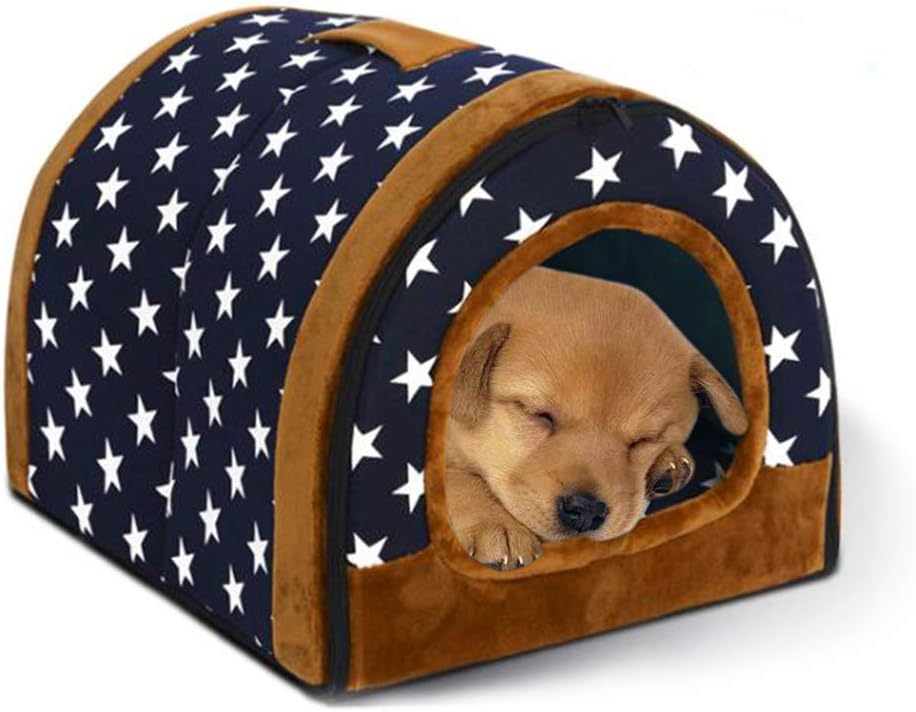 2-in-1 Pet Blue Star House and Portable Sofa Non-Slip Dog Cat Igloo Bed Warm Lovely Pet House Gift for Pets (Star)