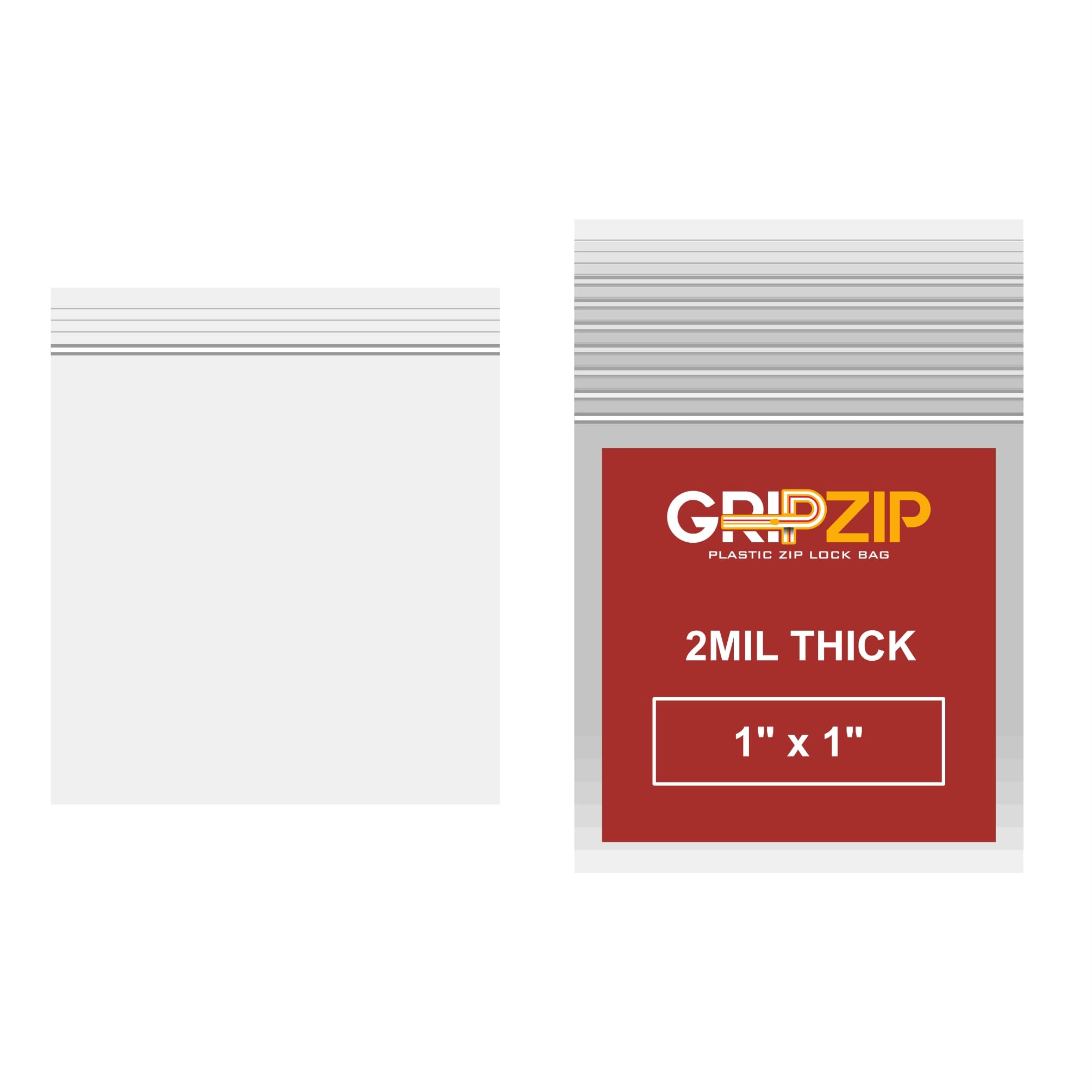 GRIPZIP 100 Pcs | 1"x 1" Clear Plastic Reclosable Zip Poly Bags | 2 Mil Thick Durable and Versatile Bags for Travel, Storage, Organization, Shipping |