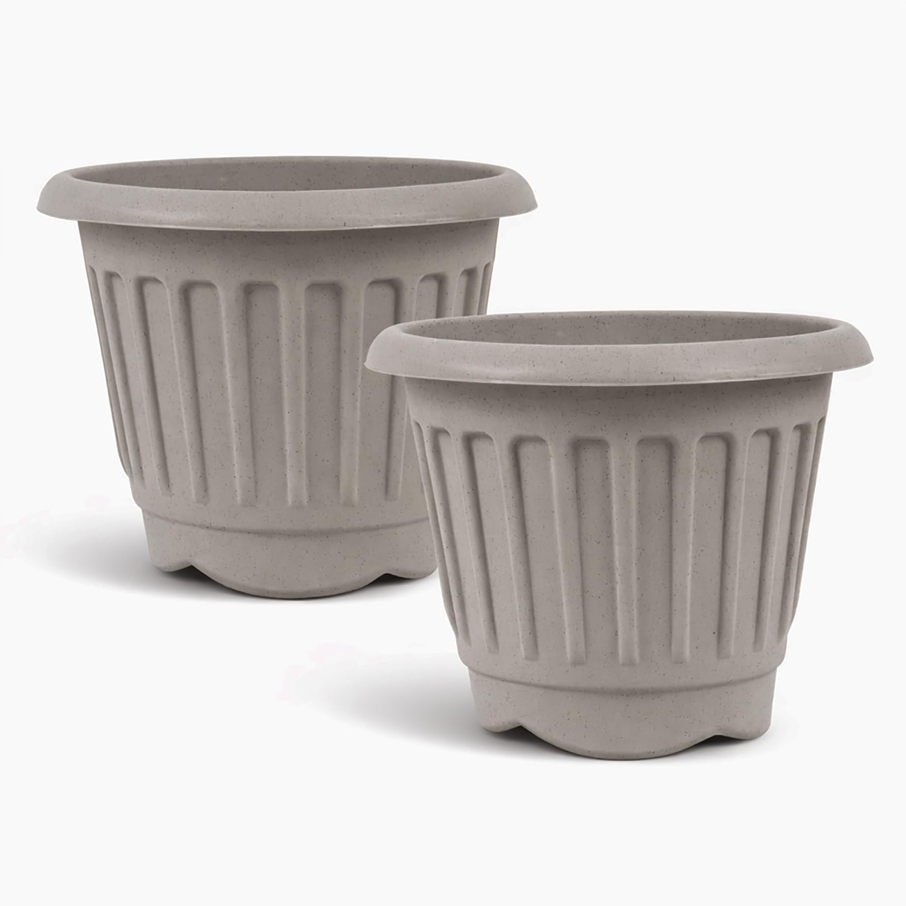 Simpa Platinum Nero Round Chunky Plastic Garden Planters - Available In Terracotta, Black & (, 30Cm)