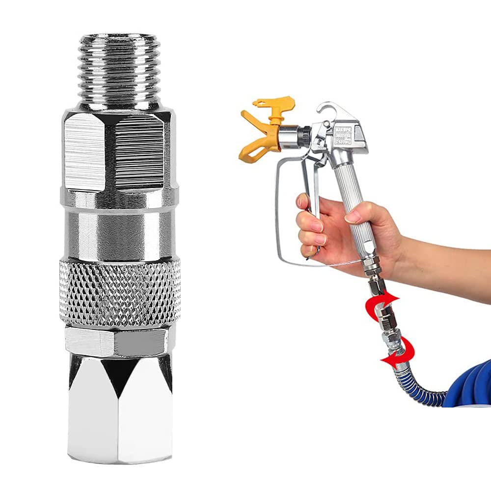 MAKINGTEC Sprayer Swivel Joint, 1/4 Inch Stainless Steel Airless High Pressure Spray Gun Hose Swivel Connector Accessories, High Pressure Painting Supplies, Swivel Fittings for Paint Sprayers and Hose
