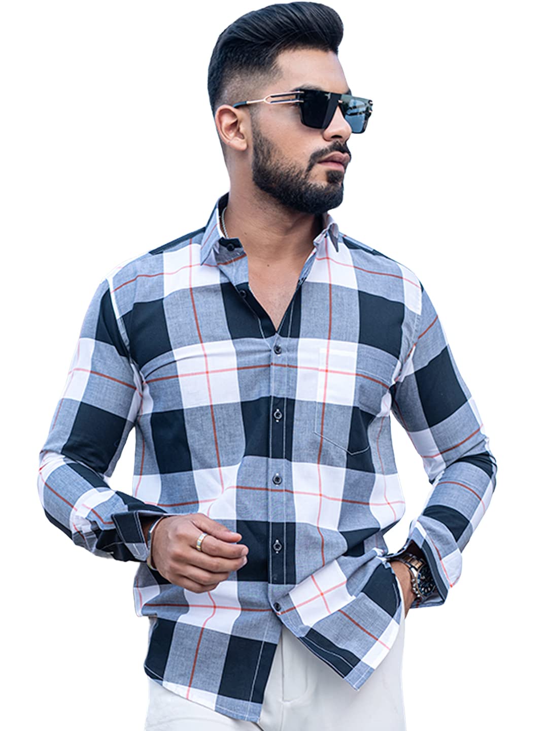 TistabeneMulti Checks Full Sleeves Giza Cotton Shirt for Men