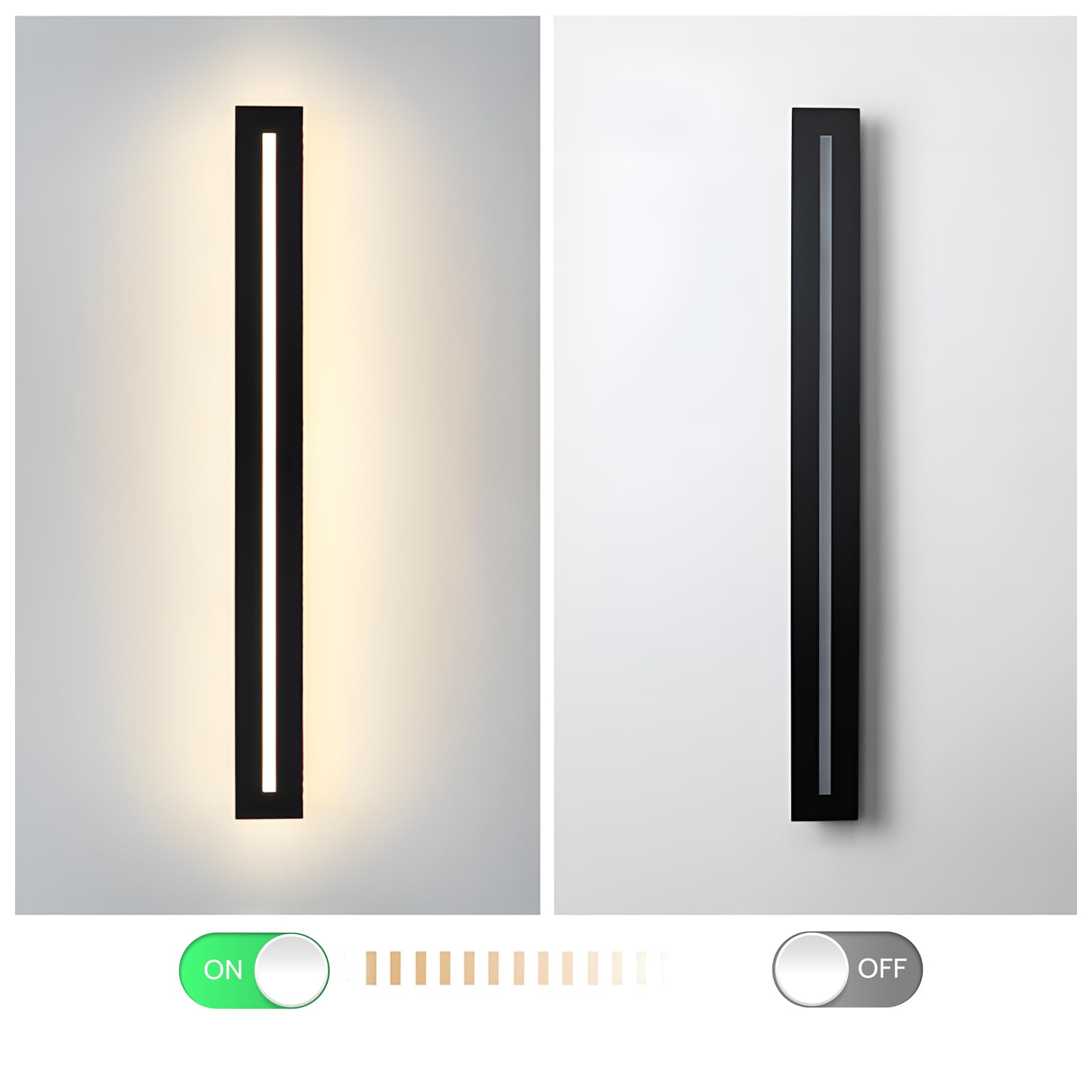 Applique Murale Intérieure,15W Lampe Murale Dimmable Noir 60CM