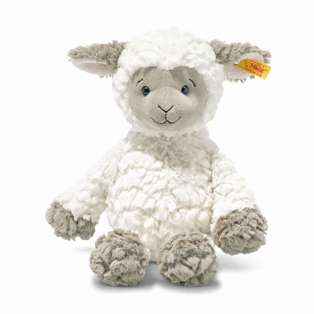 Steiff Peluche Agnello Lita, dolce animale di stoffa con occhi in plastica per bambini e bambine, Friends, pupazzo di 30 cm, bianco, 073427