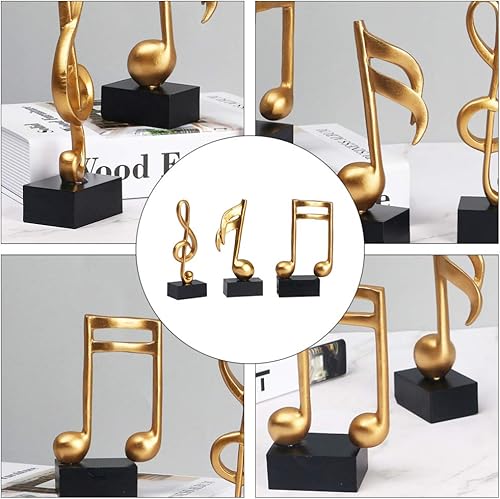 Miniatura 7 de DOITOOL Escultura de nota musical, paquete de 3 figuras de notas musicales, esculturas musicales doradas, esculturas musicales de resina,