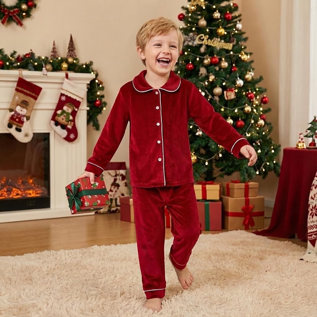 Bambini Ragazzi Ragazze Set di Velluto 2 PZ Tinta Unita Manica Lunga Bottone Giù Outfit Velour per Bambino Grande Piccoli Bambini 3M-13Y