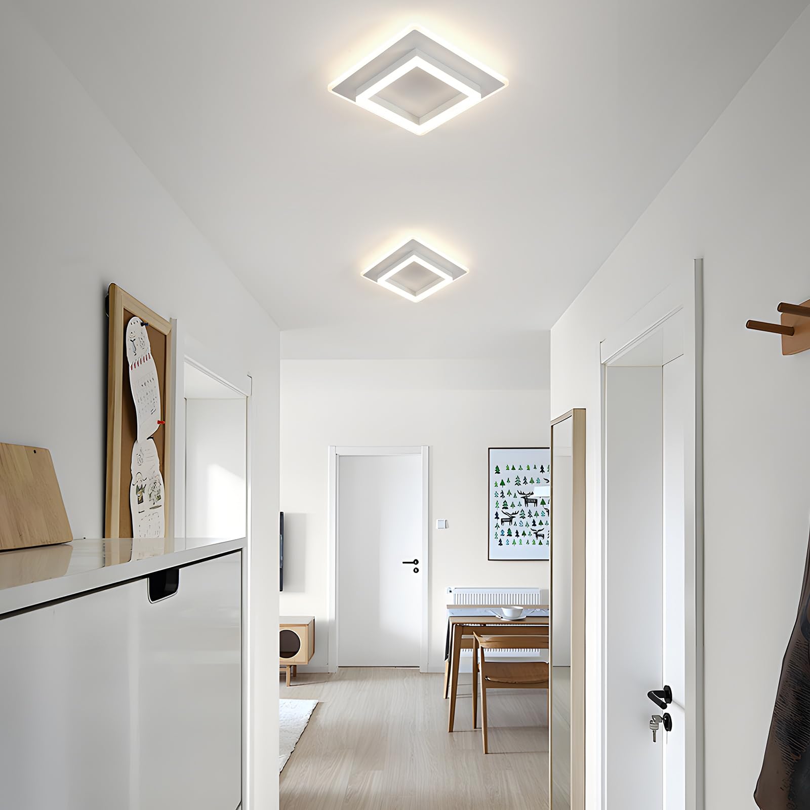 DELIPOP Plafoniera LED Soffitto Moderna, 30W Lampada da Soffitto Luce Naturale 4500K, Lampadario LED Quadrata in Acrilico per Soggiorno, Camera da letto, Cucina, Corridoio, Bianco