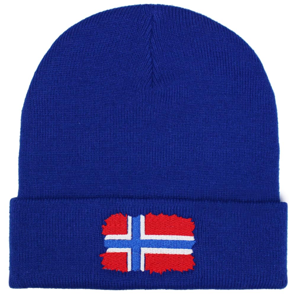Teddyt's Men's Blue Adult Royal Norway Flag Thermal Beanie Hat