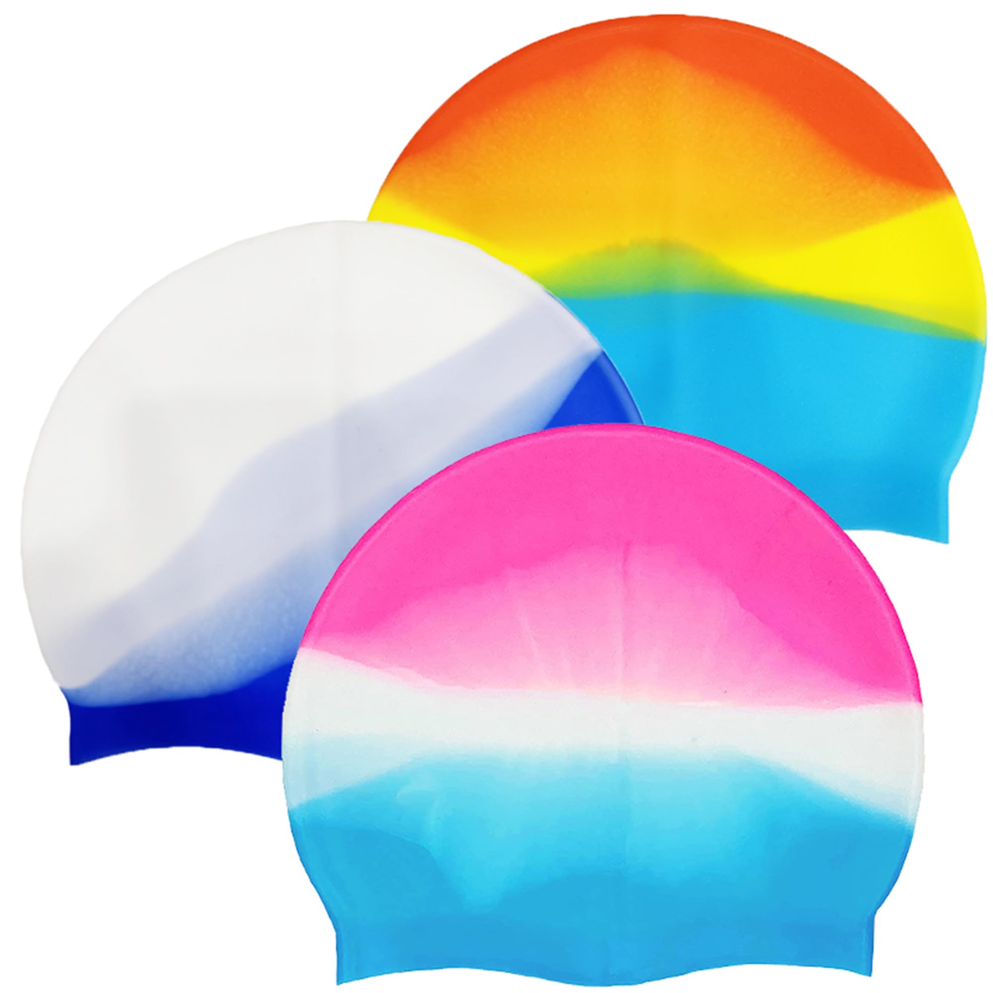 Kids Swimming Cap [6 to 16 Years] Flexible Silicon Rainbow Colored (Assorted Colored) for Swim & Water Sports Cap (3) (B0B378RX79) Amazon Price History, Amazon Price Tracker