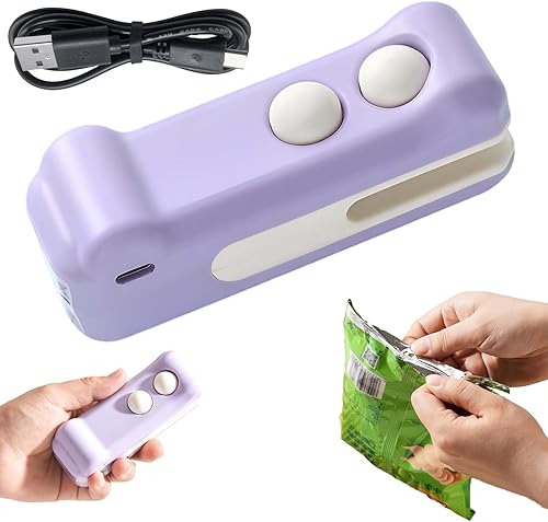 2-in-1 Mini Bag Sealer and Cutter, Rechargeable Handheld Food Storage