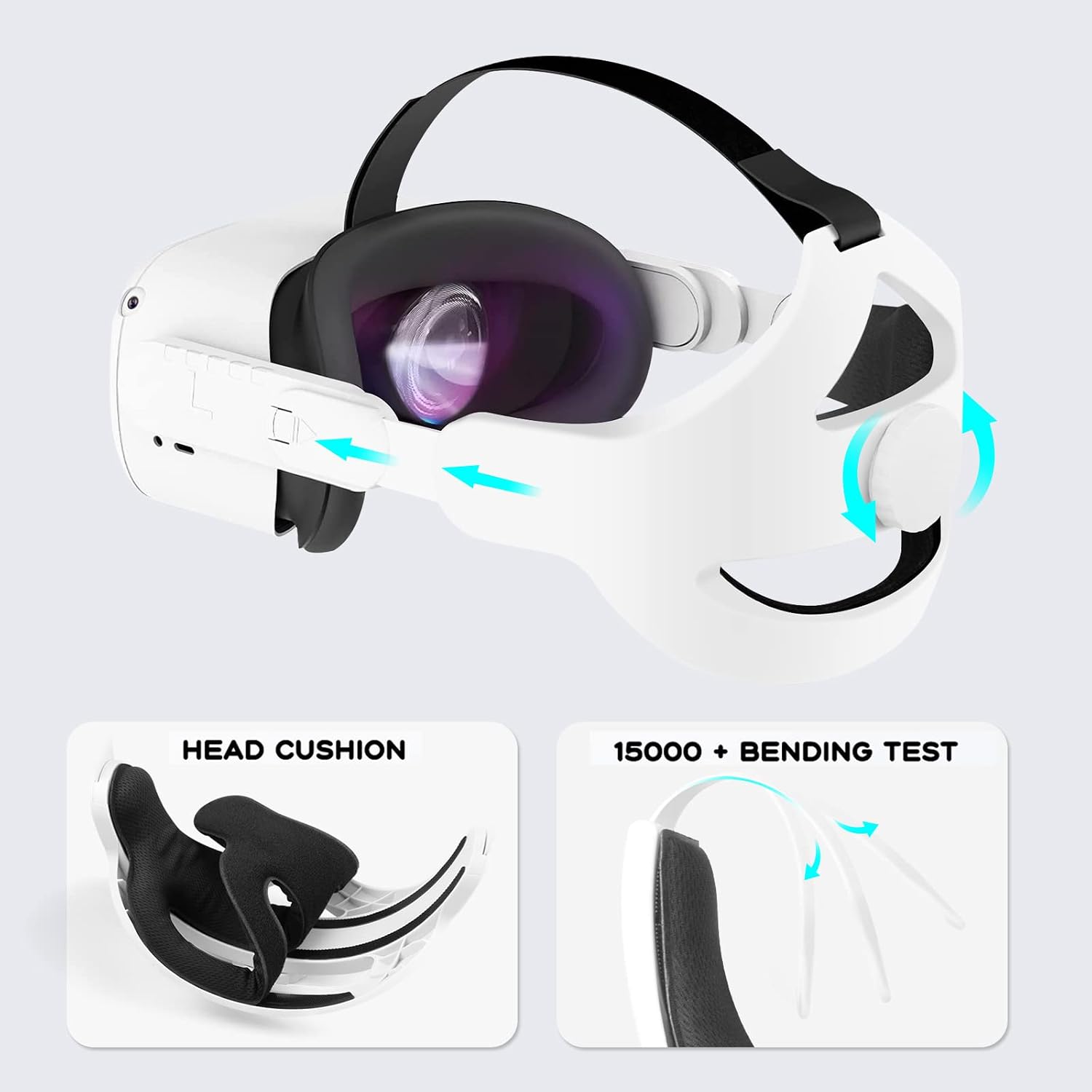 Esimen Adjustable Head Strap Compatible for Meta/Oculus Quest 2 Elite Strap Accessories, Comfort Foam Pad Strap, Design Balance Weight, Reduce Pressure, Durable and Lightweight (White)