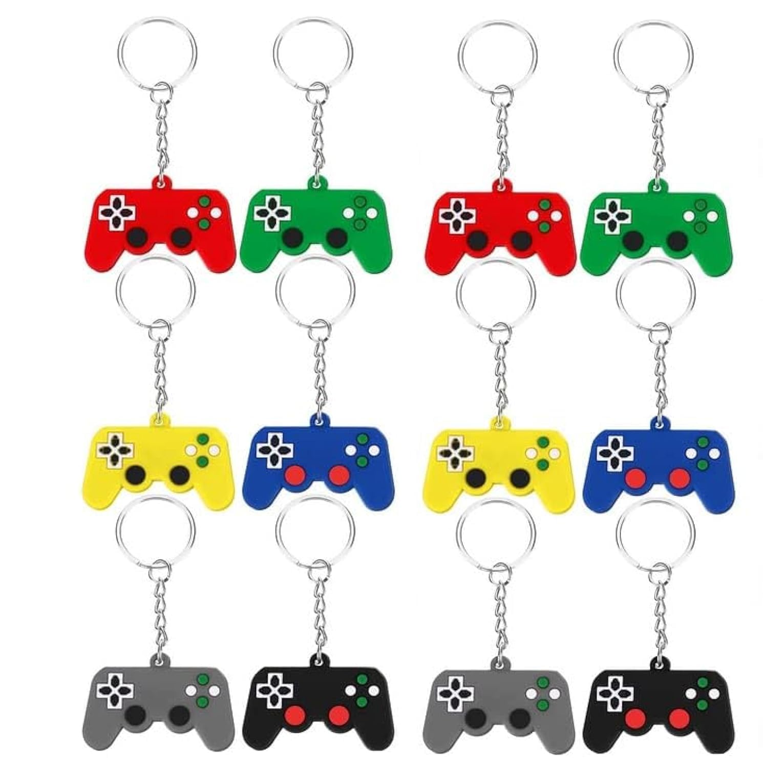 Acaiciee 12 Pieces Video Game Controller Keychains Game Controller Handle Key Ring Video Game Keychain Pendant for Video Game Party Favors Birthday Baby Shower Child Present, 6 Colors