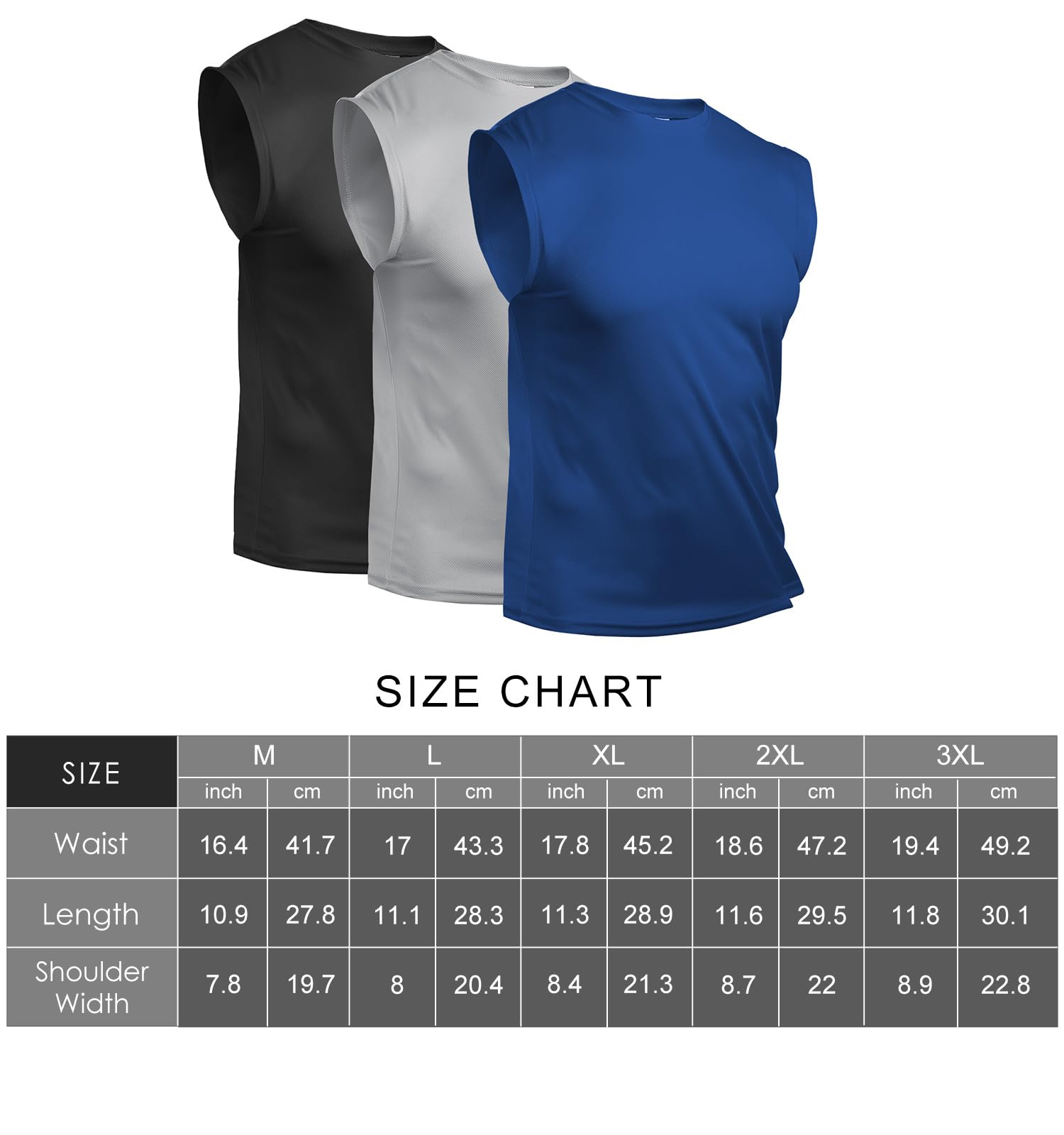 Suwangi 3 Piezas Camiseta Deportiva Sin Mangas Hombre Chalecos de Entrenamiento de Gimnasio Correr Secado Rápido sin Mangas músculo Camiseta